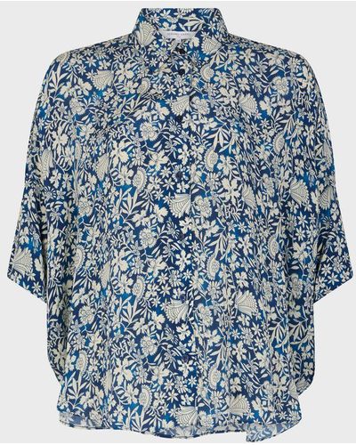 Gerard Darel Ashe Relaxed Fit Floral Shirt - Blue