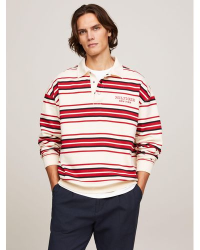 Tommy Hilfiger Hilfiger Monotype Stripe Regular Rugby Polo - Red