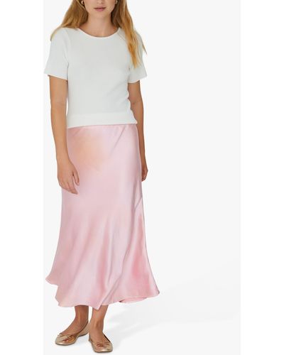 A-View Carry Sateen Midi Skirt - Pink