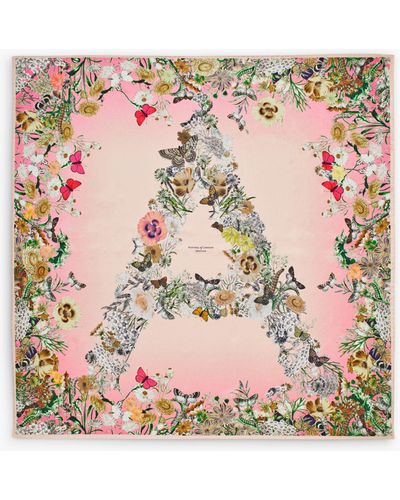 Aspinal of London Ombre A Floral Silk Square Scarf - Pink