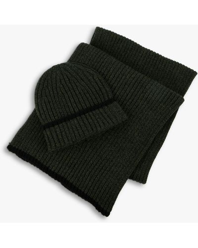 Totes Knitted Beanie Hat And Scarf Set - Black
