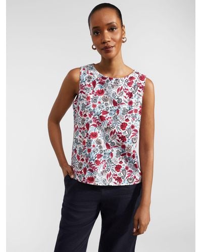 Hobbs Maddy Floral Print Sleeveless Top - White