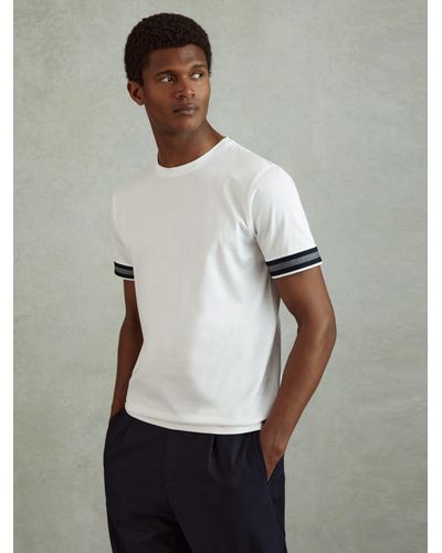 Reiss Dune Mercerised Cotton Striped T-shirt - Grey