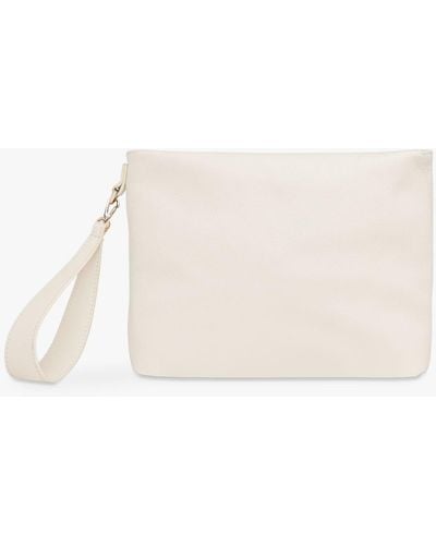 Whistles Avah Leather Zip Clutch Bag - White