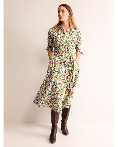 Boden Amy Cotton Floral Midi Dress - Natural