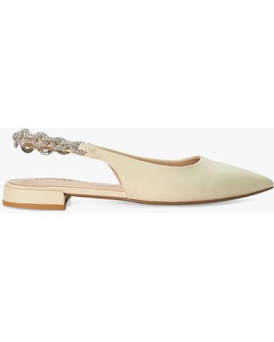 Dune Hollywood Crystal Slingback Leather Court Shoes - Natural