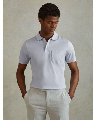 Reiss Austin Short Sleeve Cotton Polo Shirt - Grey