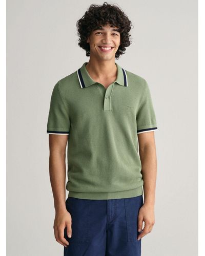 GANT Cotton Pique Short Sleeve Polo Shirt - Green