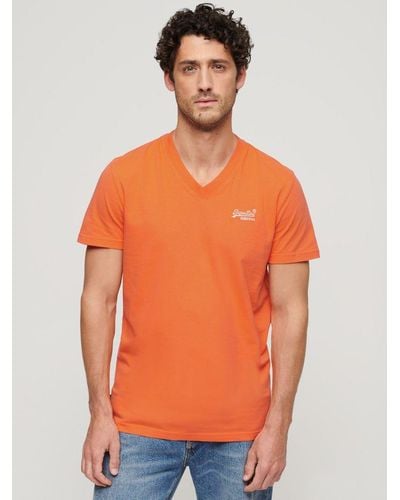 Superdry Essential Organic Cotton V-neck T-shirt - Orange