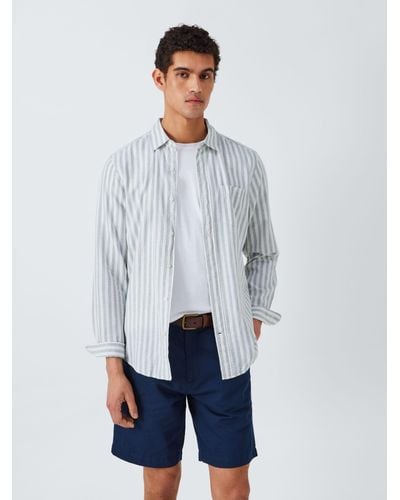 John Lewis Linen Blend Stripe Long Sleeve Shirt - White