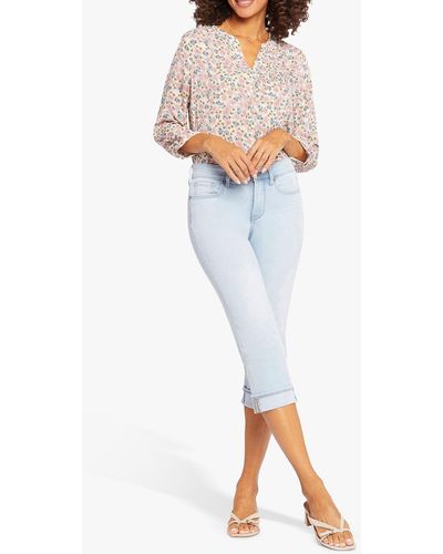 NYDJ Marilyn Straight Crop Jeans In Cool Embrace Denim With Cuffs - White