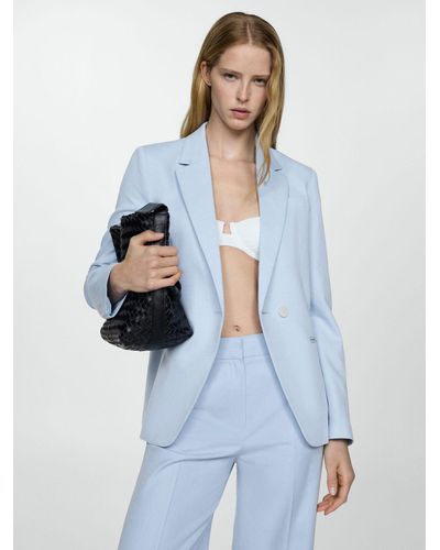 Mango Malaga Lyocell Suit Blazer - Blue