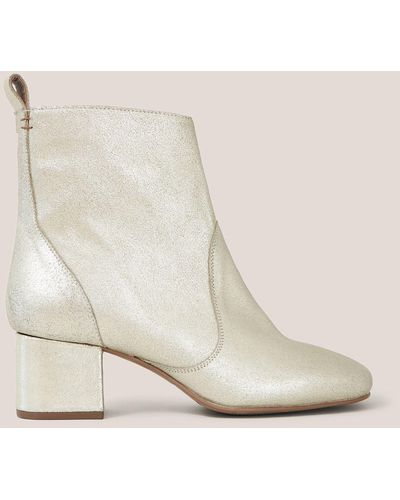 White Stuff Cilla Leather Heeled Ankle Boots - Natural