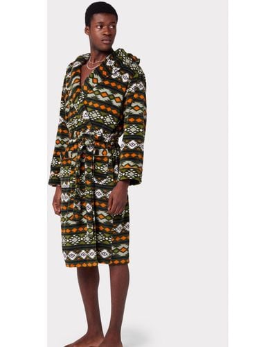 Chelsea Peers Aztec Print Hooded Fleece Dressing Gown - Multicolour