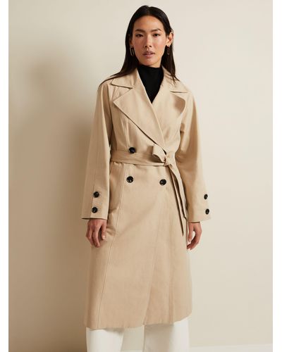Phase Eight Sandy Button Detail Trench Coat - Natural
