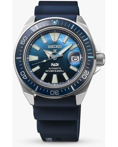 Seiko Srpj93k1 Prospex Great Blue Samurai Scuba Padi Special Edition Silicone Strap Watch