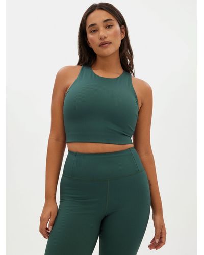 GIRLFRIEND COLLECTIVE Dylan Ribbed Cropped Sports Bra - Green