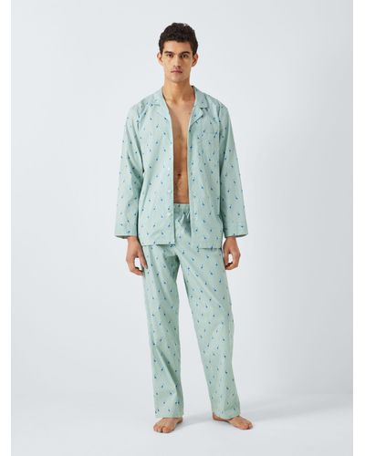 John Lewis Organic Cotton Giraffe Print Pyjama Set - Green
