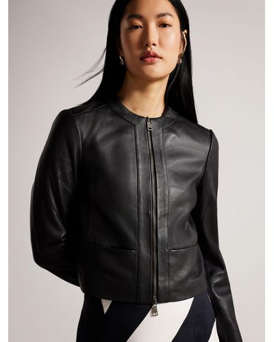 Ted Baker Clarya Cropped Leather Jacket - Black