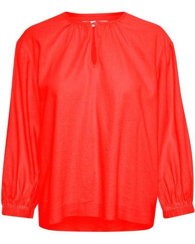 Inwear Pattie 3/4 Sleeve Relaxed Fit Top - Red