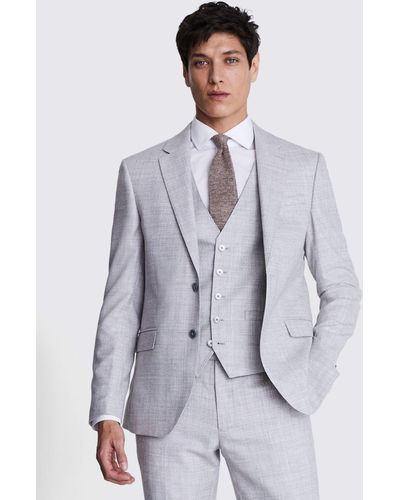 Moss Slim Fit Wool Blend Suit Jacket - White