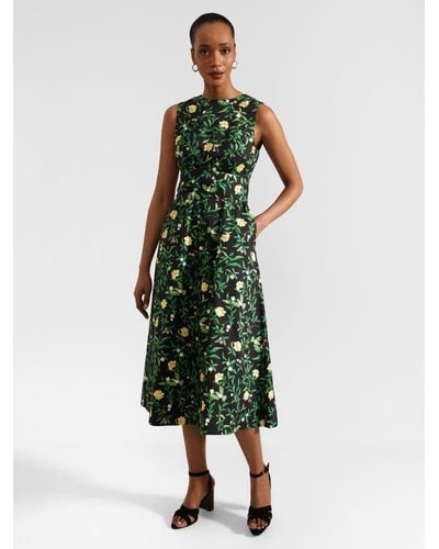 Hobbs Tanya Floral Cotton Midi Dress - Green