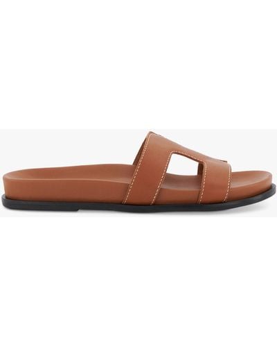 Dune Wide Fit Loupa Leather Sandals - Brown