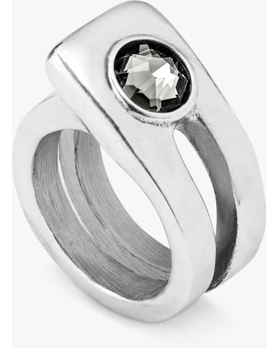 Uno De 50 Independent Faceted Crystal Link Ring - White