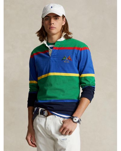 Ralph Lauren Classic Fit Striped Rugby Shirt - Blue