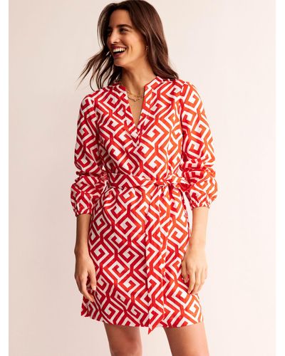 Boden Cleo Maze Print Linen Mini Dress - Red