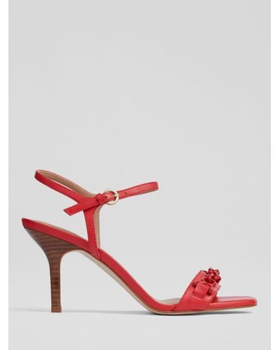 LK Bennett Ivonne Snaffle Trim Leather Sandals - Red