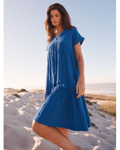 Nrby Gia Tiered Cotton Dress - Blue