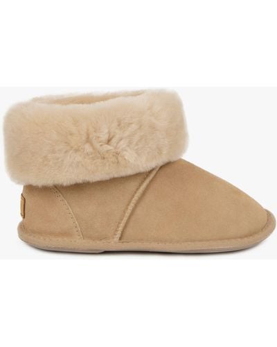 Just Sheepskin Albery Suede Slipper Boots - Natural