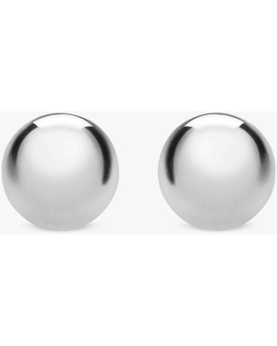 Ib&b 18ct White Gold Ball Stud Earrings - Natural