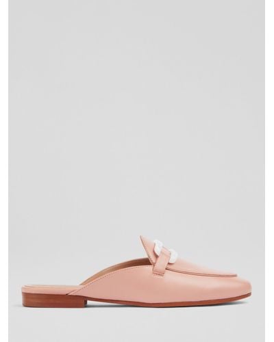 LK Bennett Evelyn Backless Leather Loafers - Pink