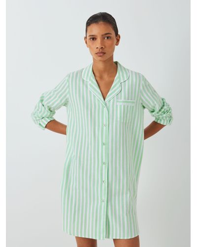 John Lewis Luna Stripe Cotton Nightshirt - Green