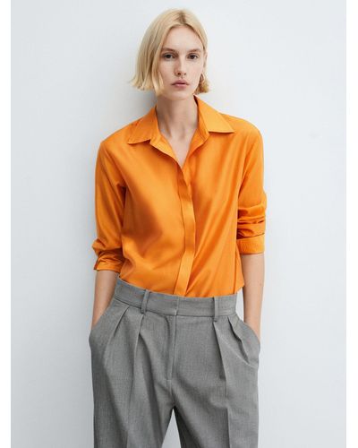 Mango Malva Concealed Button Shirt - Orange