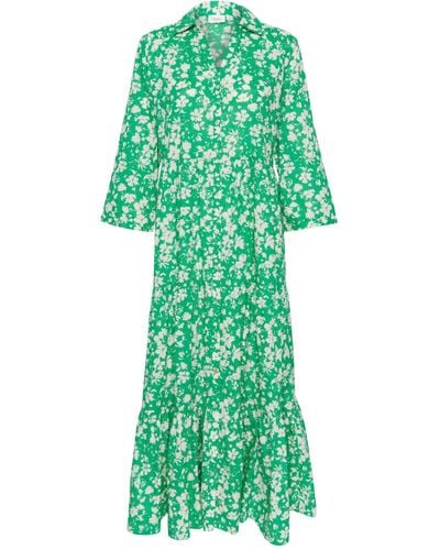 Saint Tropez Zus Long Sleeve Shirt Maxi Dress - Green