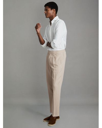 Reiss Pact Linen Blend Trousers - Grey