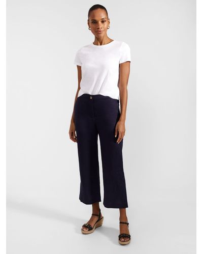 Hobbs Lillie Cropped Linen Kick Flare Trousers - White