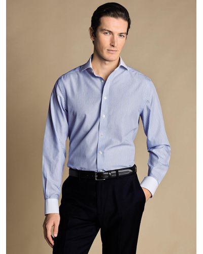 Charles Tyrwhitt Winchesters Striped Non-iron Shirt - Blue