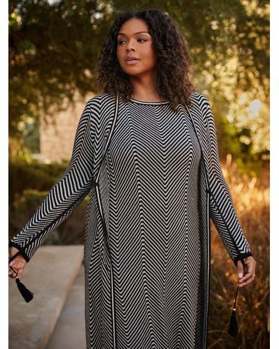 Live Unlimited Curve Chevron Knitted Cardigan - Grey