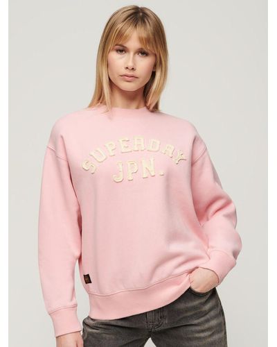 Superdry Applique Athletic Loose Sweatshirt - Pink