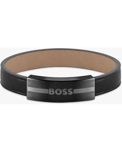 BOSS Boss Luke Leather Bracelet - Grey
