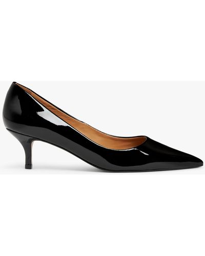 John Lewis Alabama Leather Kitten Heel Closed Pointed Court Shoes - Black