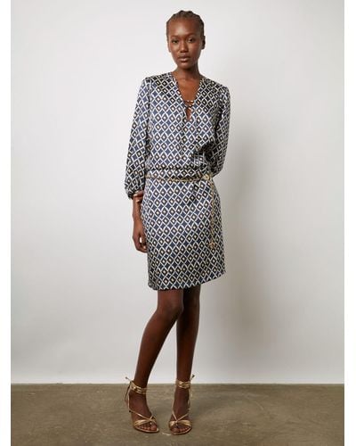 Gerard Darel Ekram Geometric Print Tunic Dress - Grey