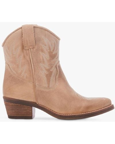 Moda In Pelle Bettsie Leather Cowboy Boots - Natural