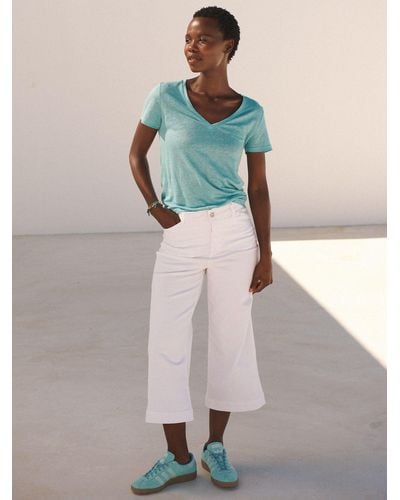 Nrby Asha Cotton Wide Leg Crop Jeans - White