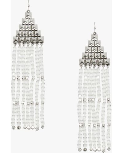 AllSaints Pyramid Beaded Chandelier Earrings - White