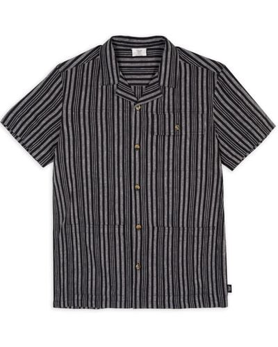 Chelsea Peers Linen Blend Stripe Shirt - Black